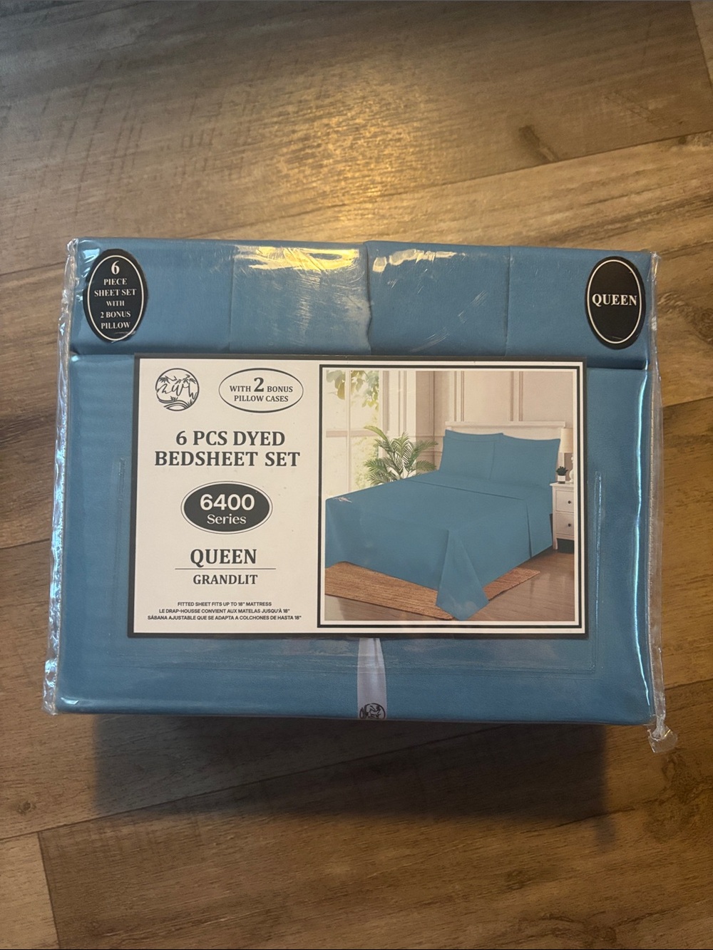 6-Piece Dyed Queen Bedsheet Set - Blue - Picture 1 of 3